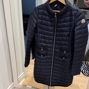 Moncler Dark Navy Longue Saison Mid-Length Puffer Coat